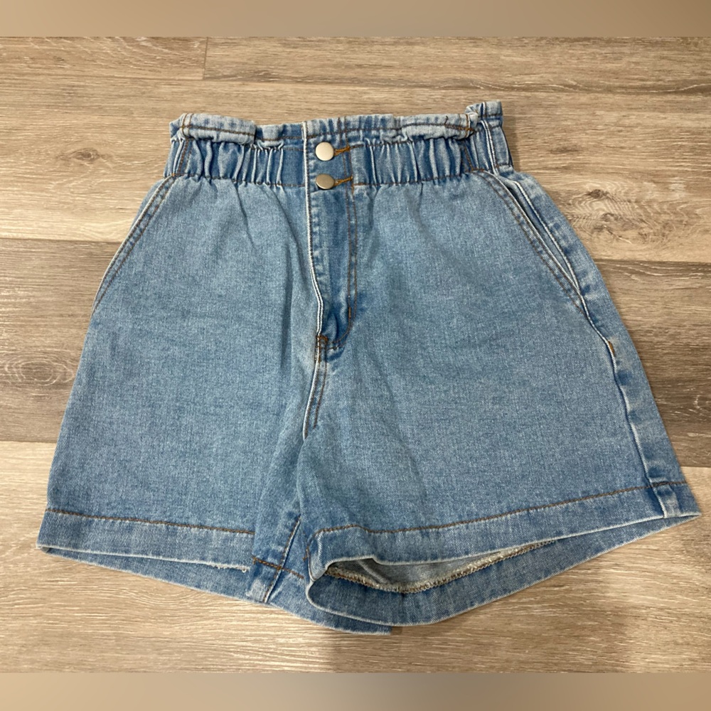 SHEIN Blue High Waist Denim Shorts Small